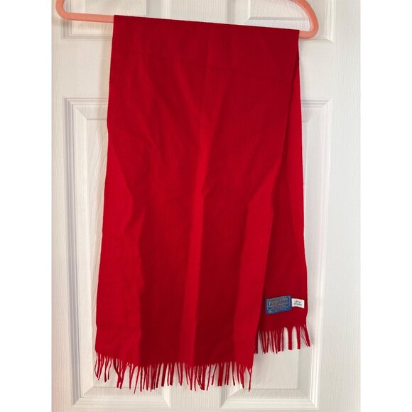 Vintage Pendleton Red Scarf with Fringe Made in USA - Picture 6 of 9